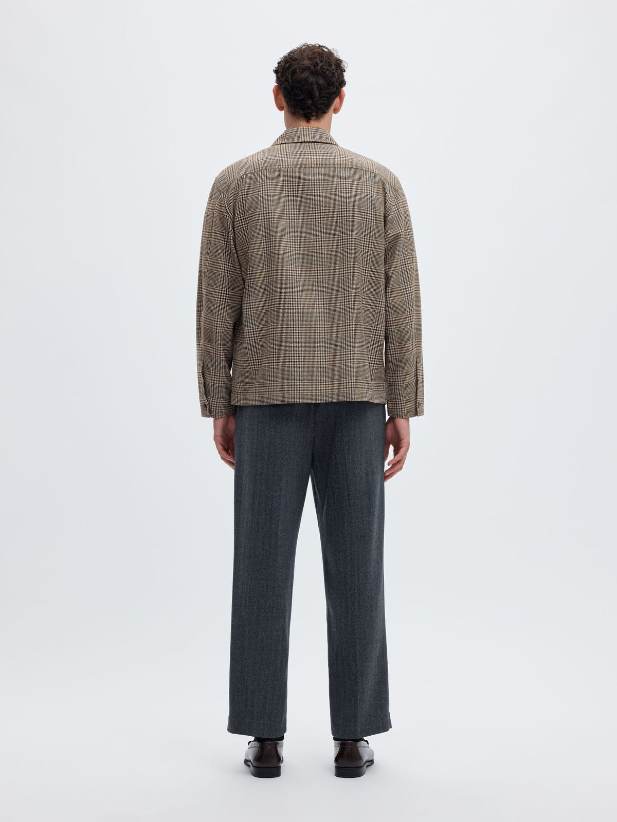 Check wool blend overshirt