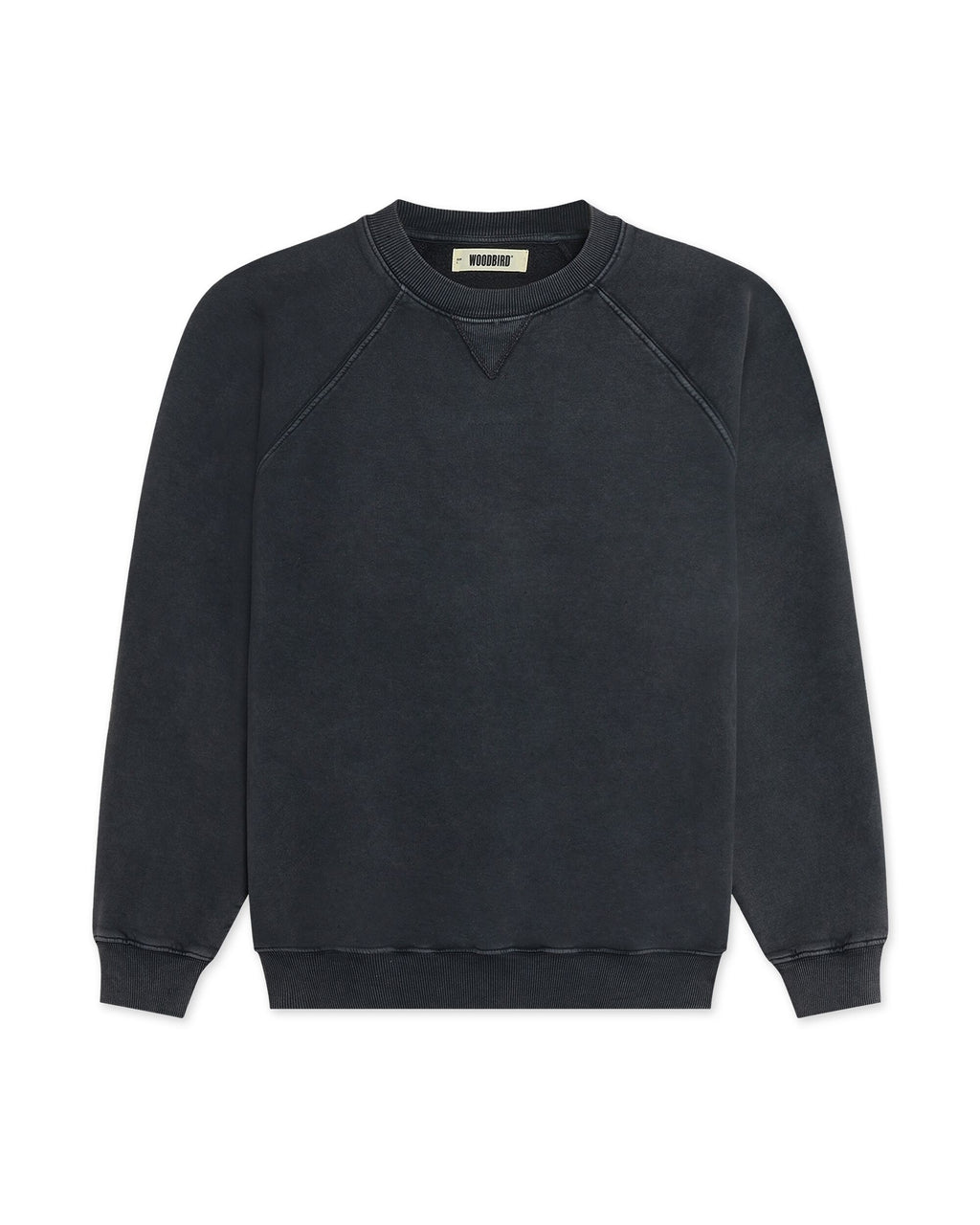 Woodbird Zhang Washed Logo Crew (Black)