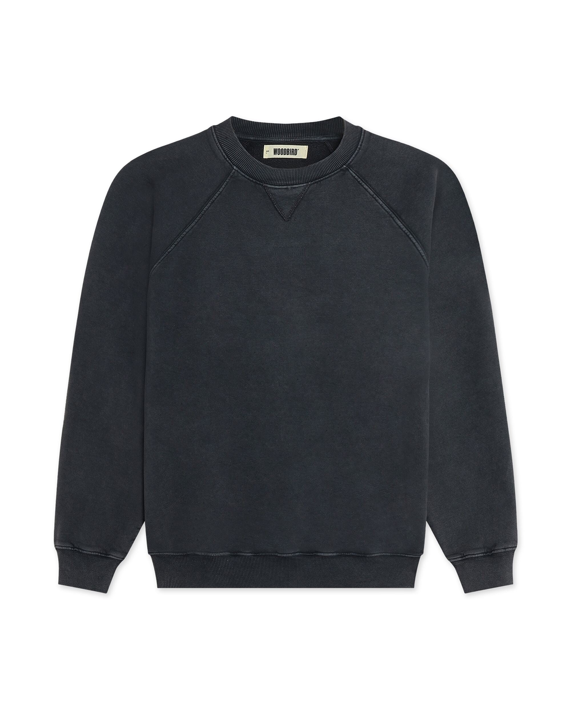 Woodbird Zhang Washed Logo Crew (Black)