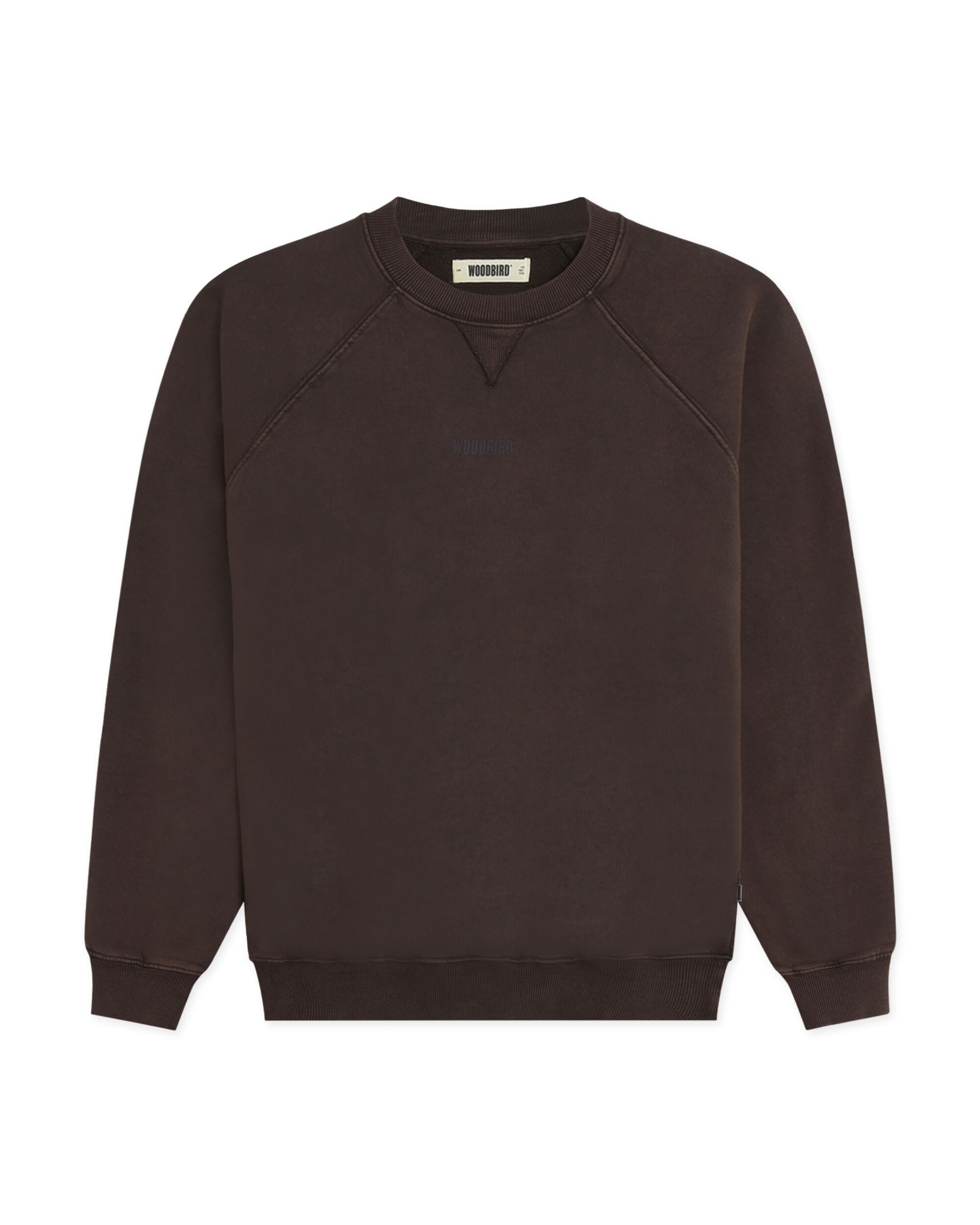 Woodbird Zhang Washed Logo Crew (Brown)