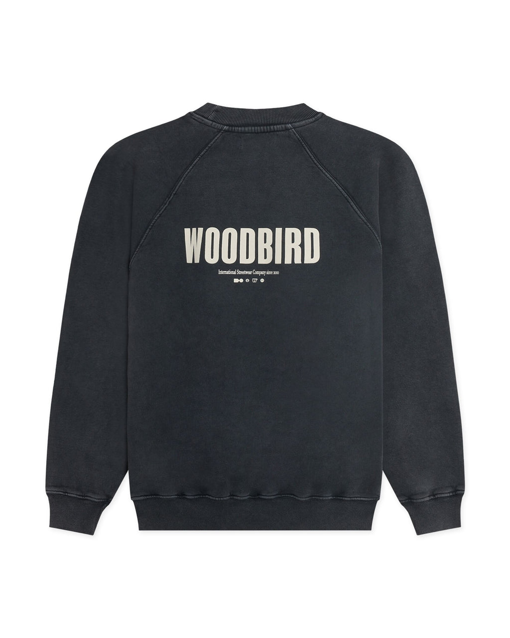 Woodbird Zhang Washed Logo Crew (Black)
