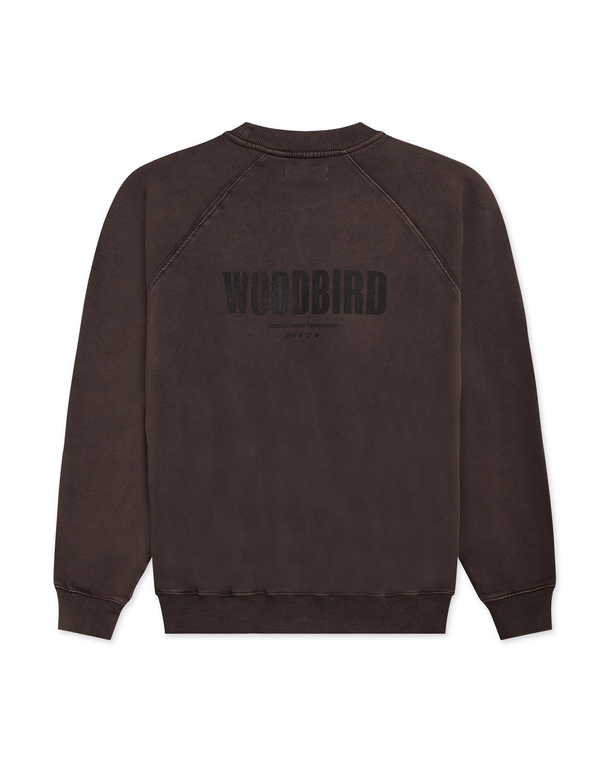 Woodbird Zhang Washed Logo Crew (Brown)
