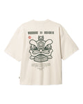 Woodbird Beam Lion Tee in off-white. Achterkant van het heren t-shirt met grafische print op de borst.
