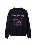 Woodbird WBCane Wok Crew Dark Navy, achterzijde met de grote grafische I don't wok here afbeelding.