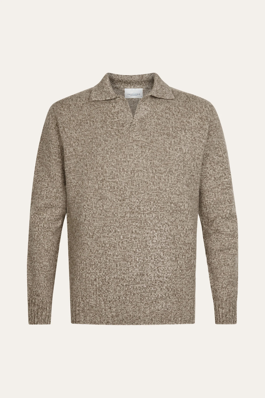 POLO OPEN COLLAR LS BROWN