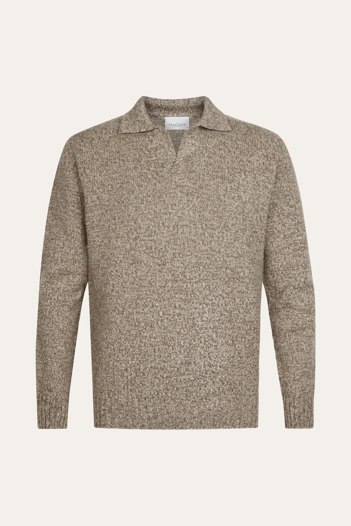 POLO OPEN COLLAR LS BROWN