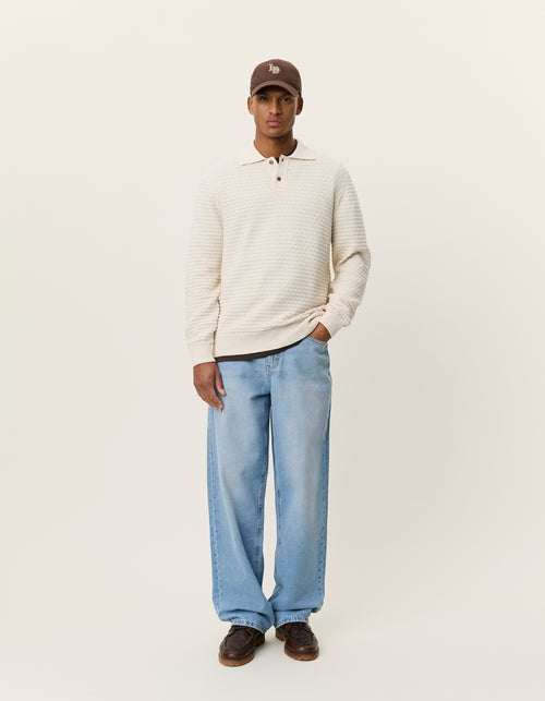 Billy Weave Knitted LS Polo (light ivory)