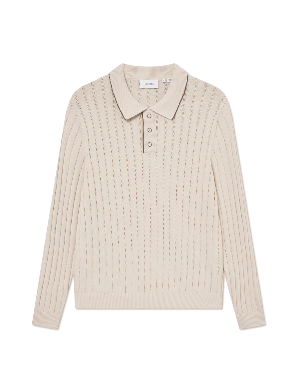 LES DEUX Bogart Rugby Polo Knit (Ivory)