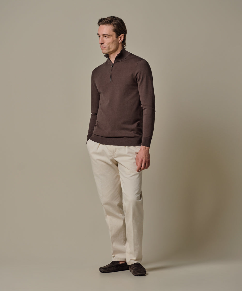 PULLOVER HALF ZIP BROWN
