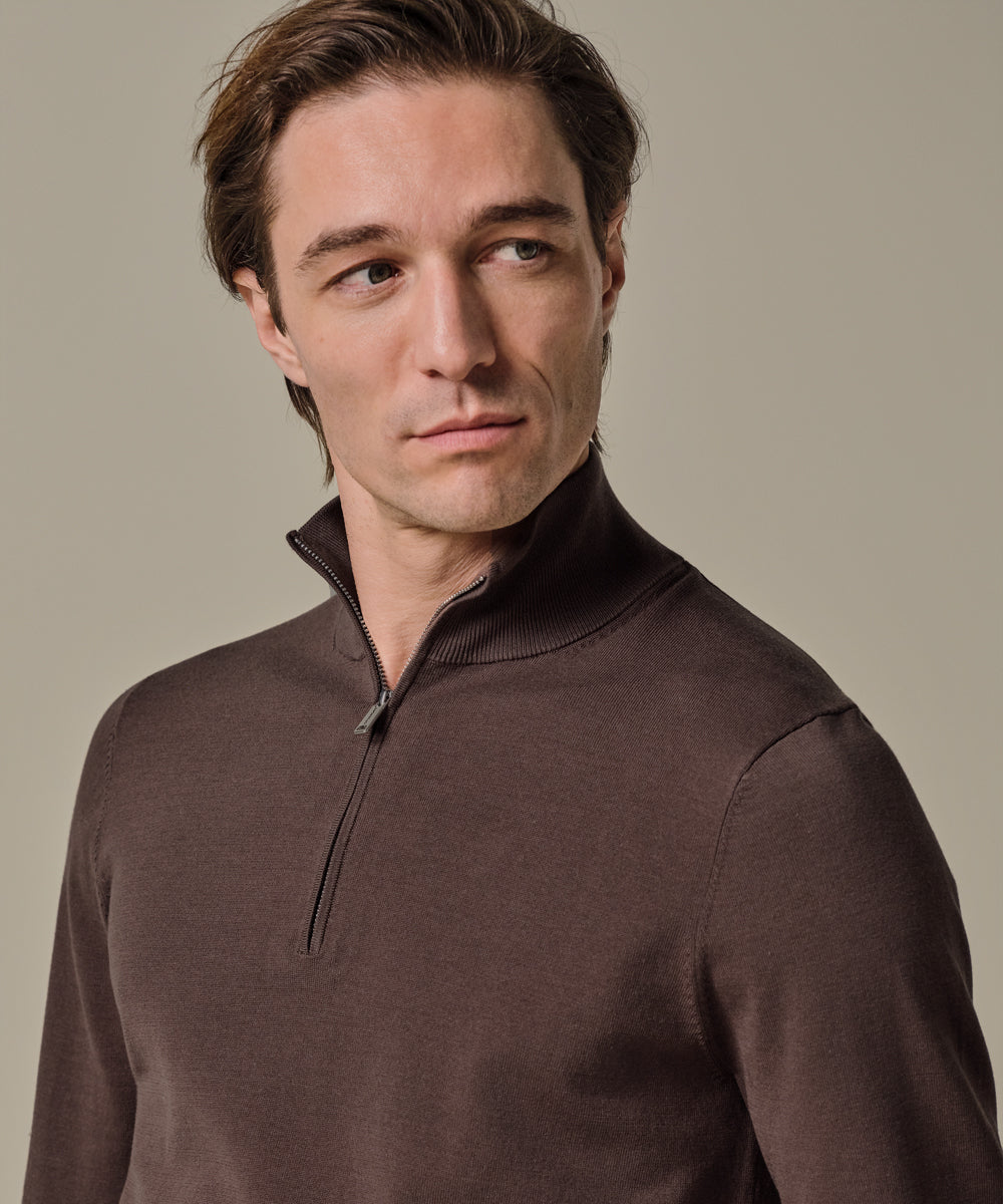 PULLOVER HALF ZIP BROWN