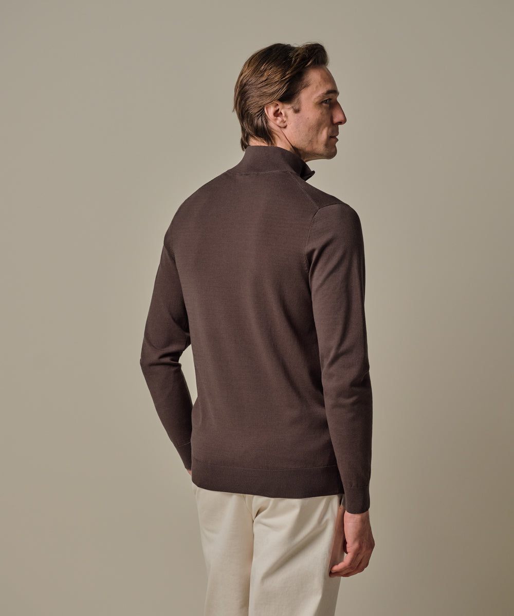 PULLOVER HALF ZIP BROWN