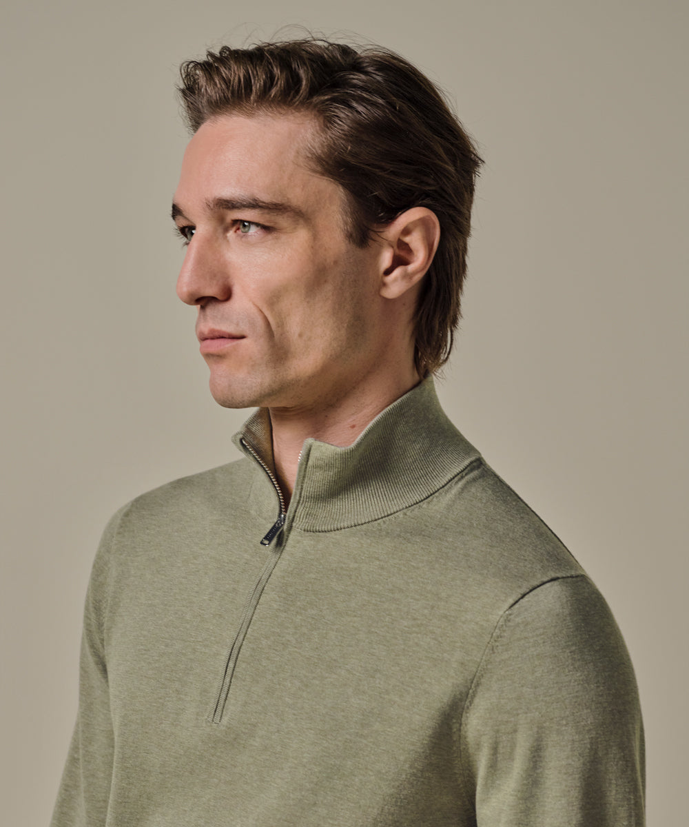 PULLOVER HALF ZIP M GREEN