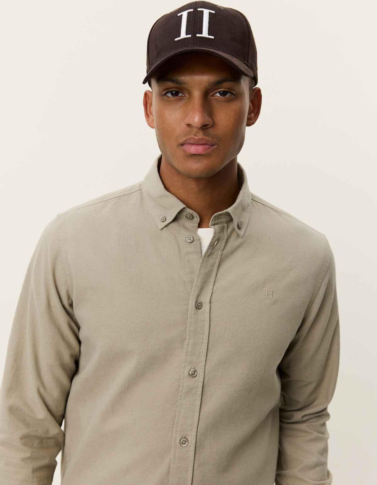 Konrad Cotton linen shirt / laurel oak sand