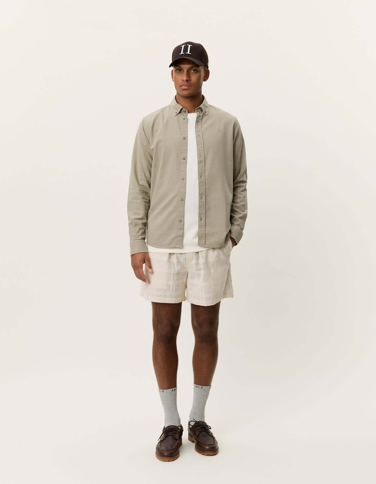 Konrad Cotton linen shirt / laurel oak sand