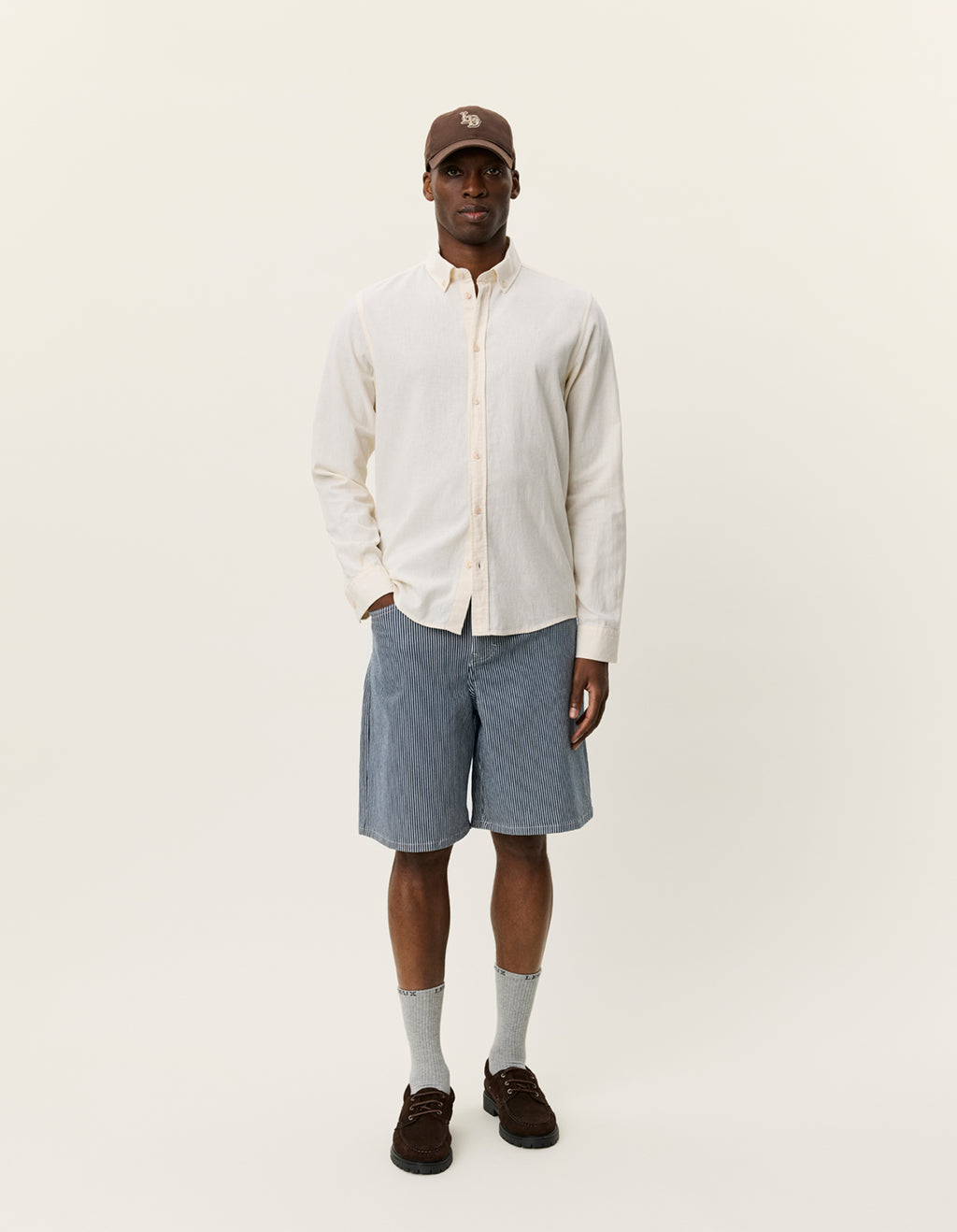 Konrad Cotton linen shirt / eggnog white