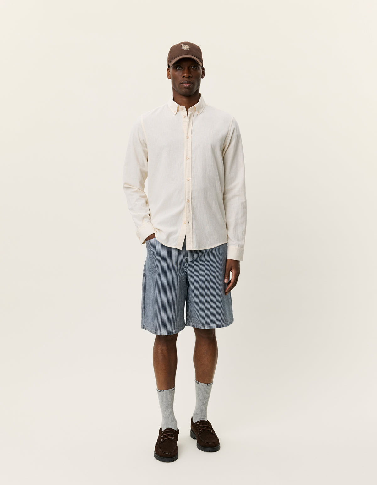 Konrad Cotton linen shirt / eggnog white