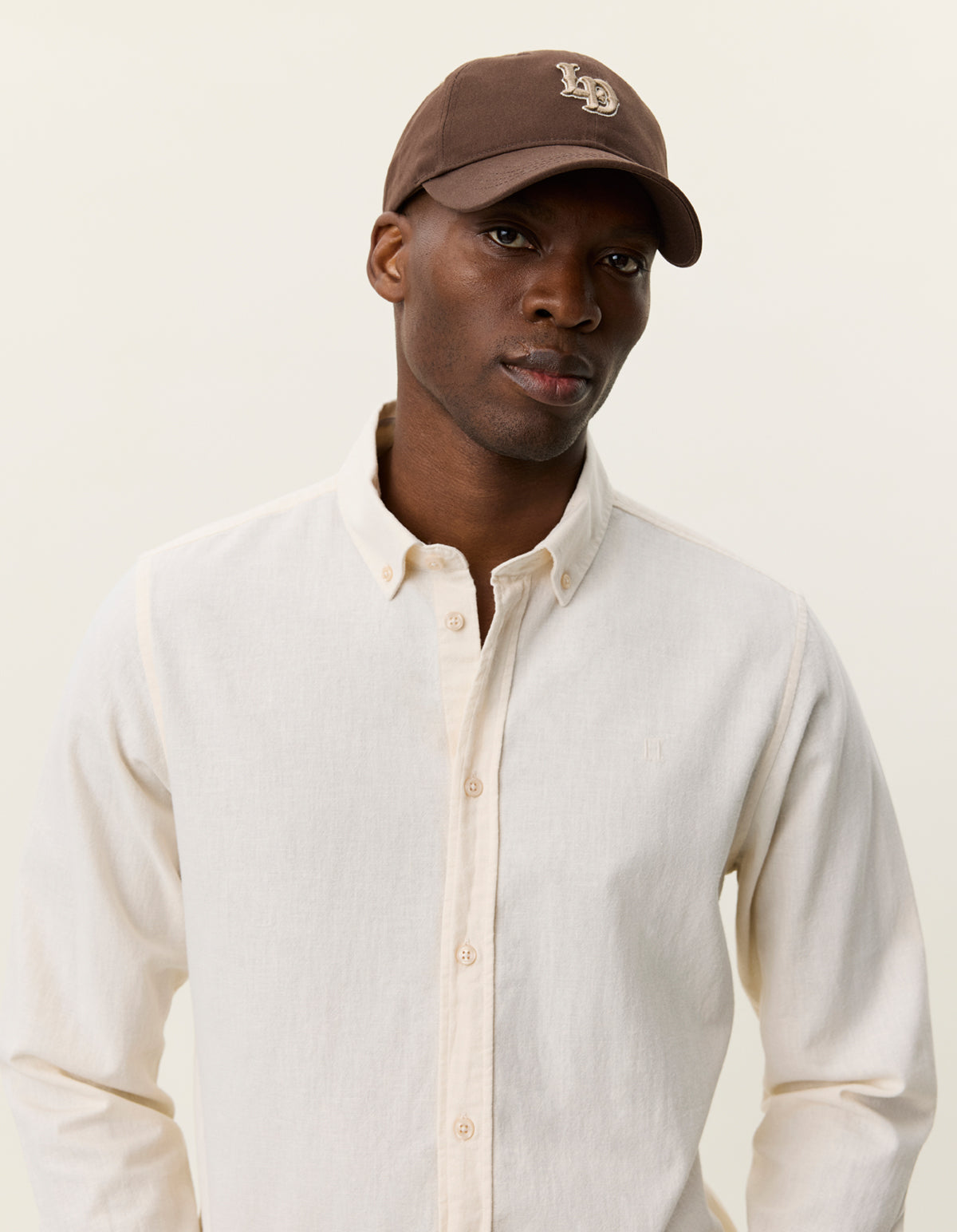 Konrad Cotton linen shirt / eggnog white