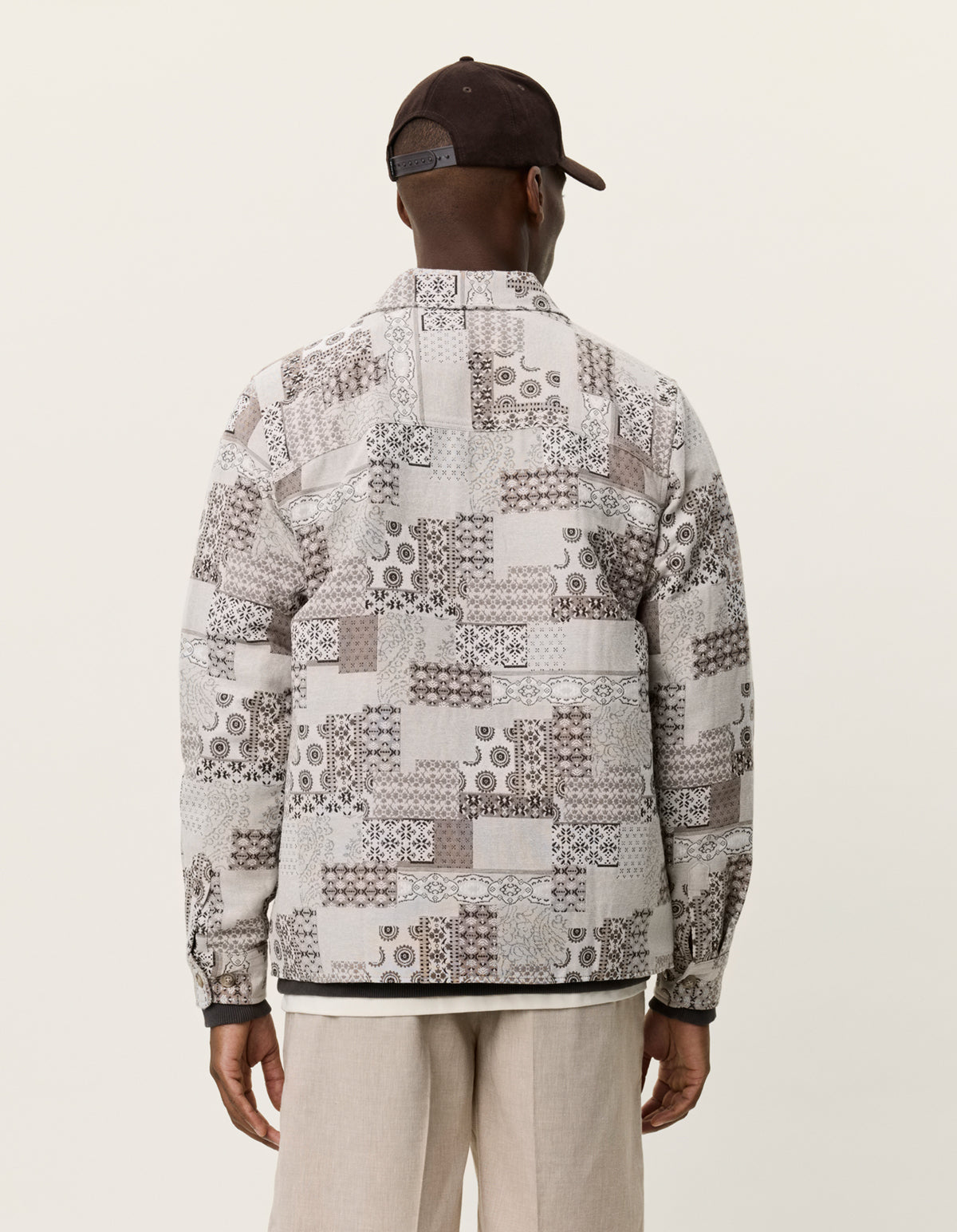 Layton patchwork jacquard overshirt / light sand