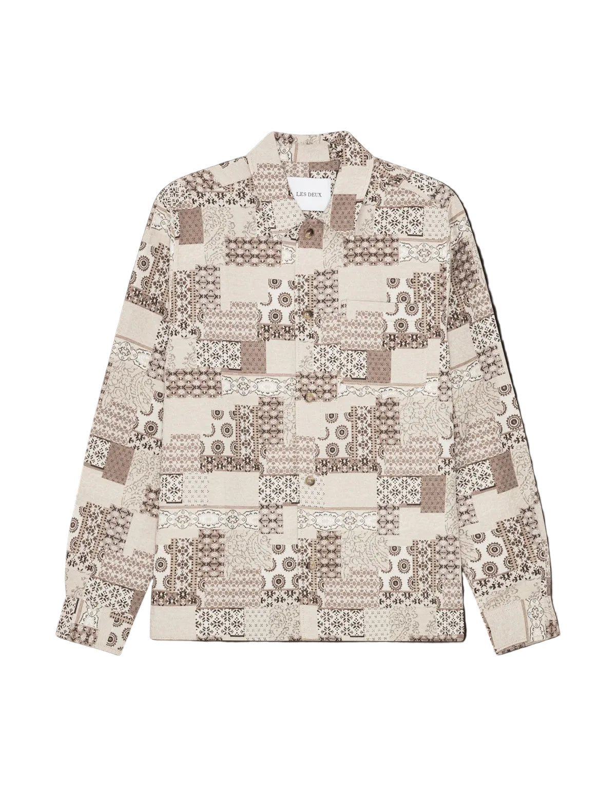Layton patchwork jacquard overshirt / light sand