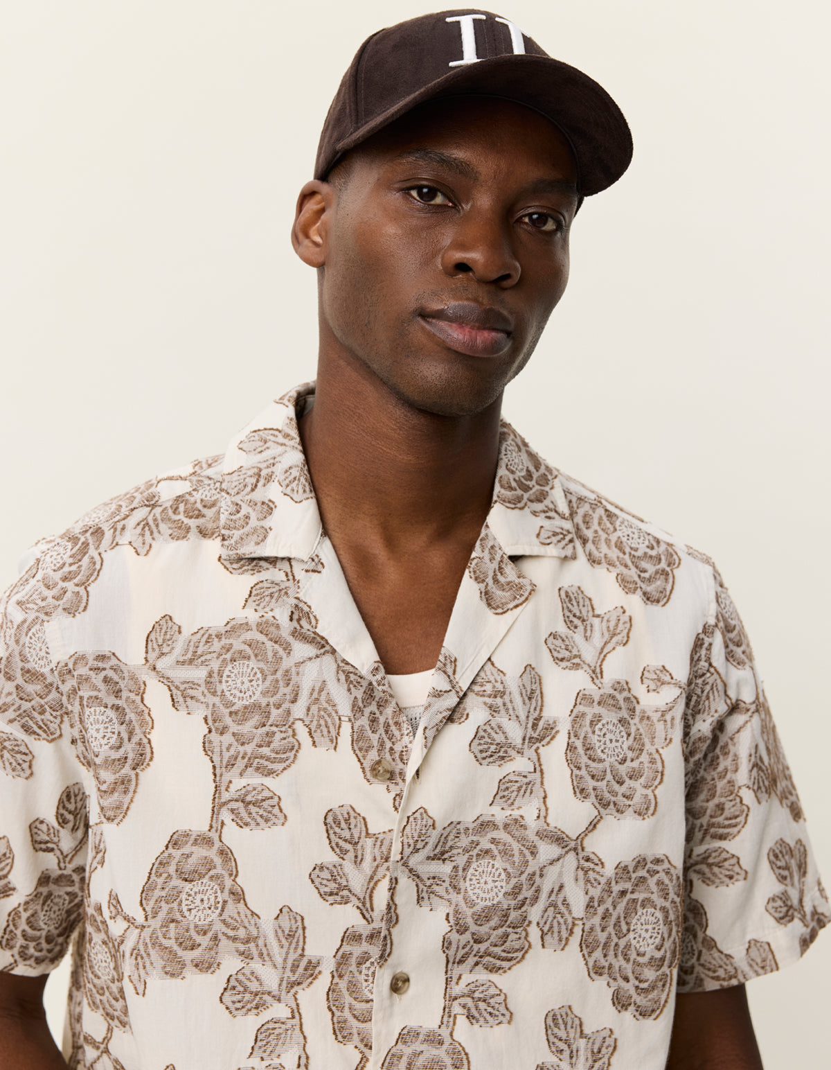 Lesley Flower Jacquard SS Shirt (ivory)