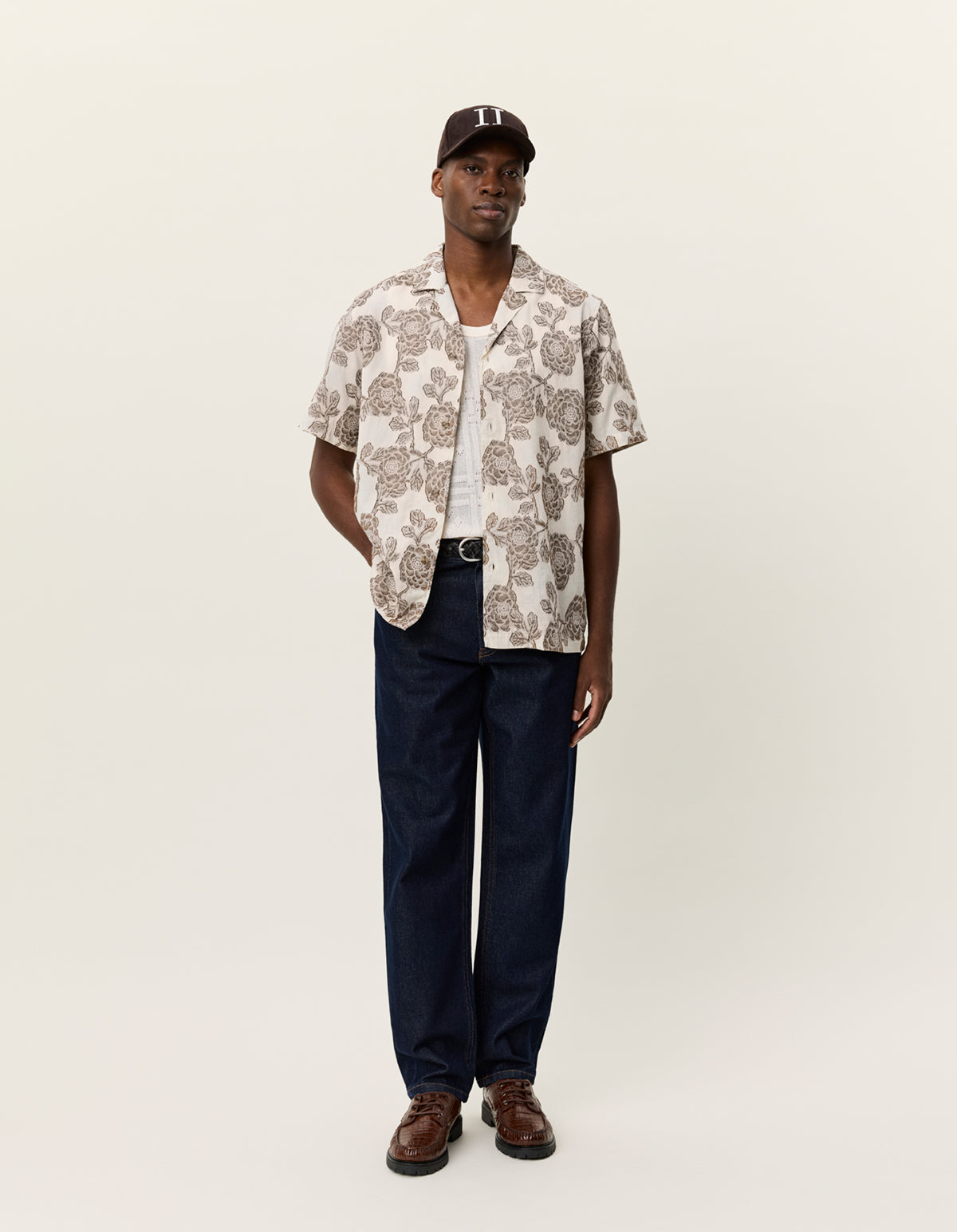Lesley Flower Jacquard SS Shirt (ivory)
