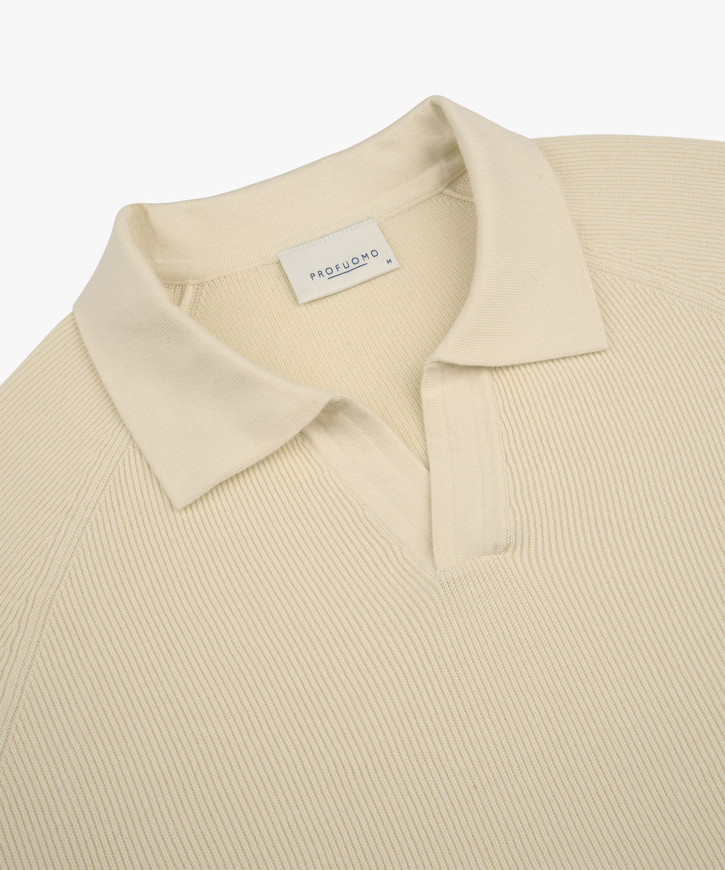 POLO OPEN COLLAR SS OFF WHITE