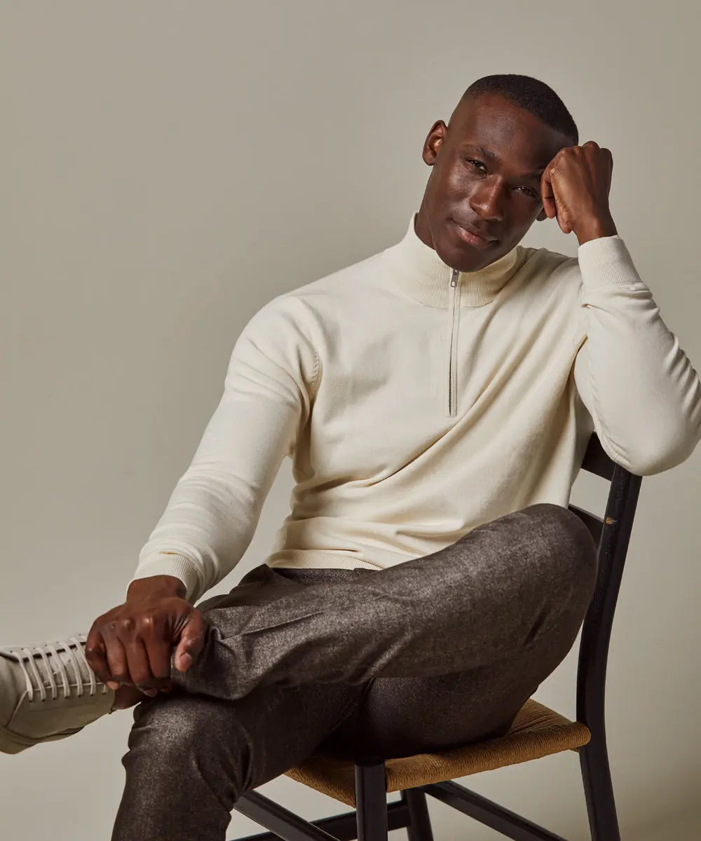 PROFUOMO PULLOVER HALFZIP OFF WHITE (PPJ000010D)