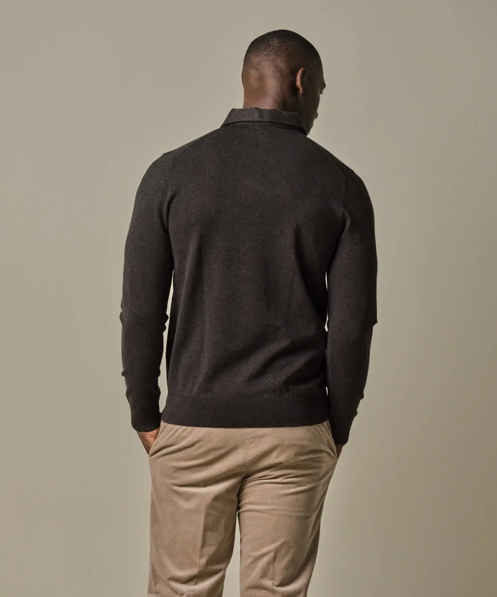 PROFUOMO POLO ONEPIECE LS BROWN (PPWJ30009B)