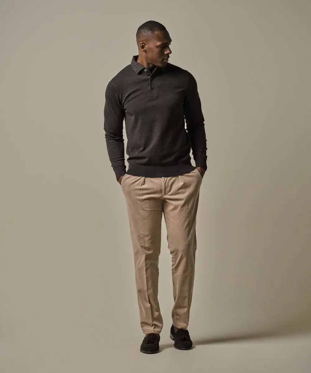 PROFUOMO POLO ONEPIECE LS BROWN (PPWJ30009B)