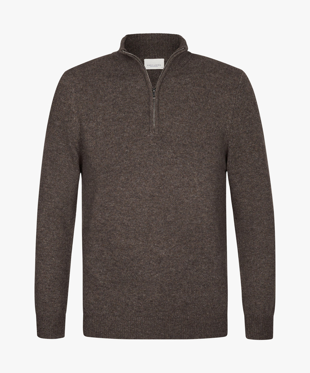 PROFUOMO PULLOVER HALF ZIP BROWN (PPWJ30029B)