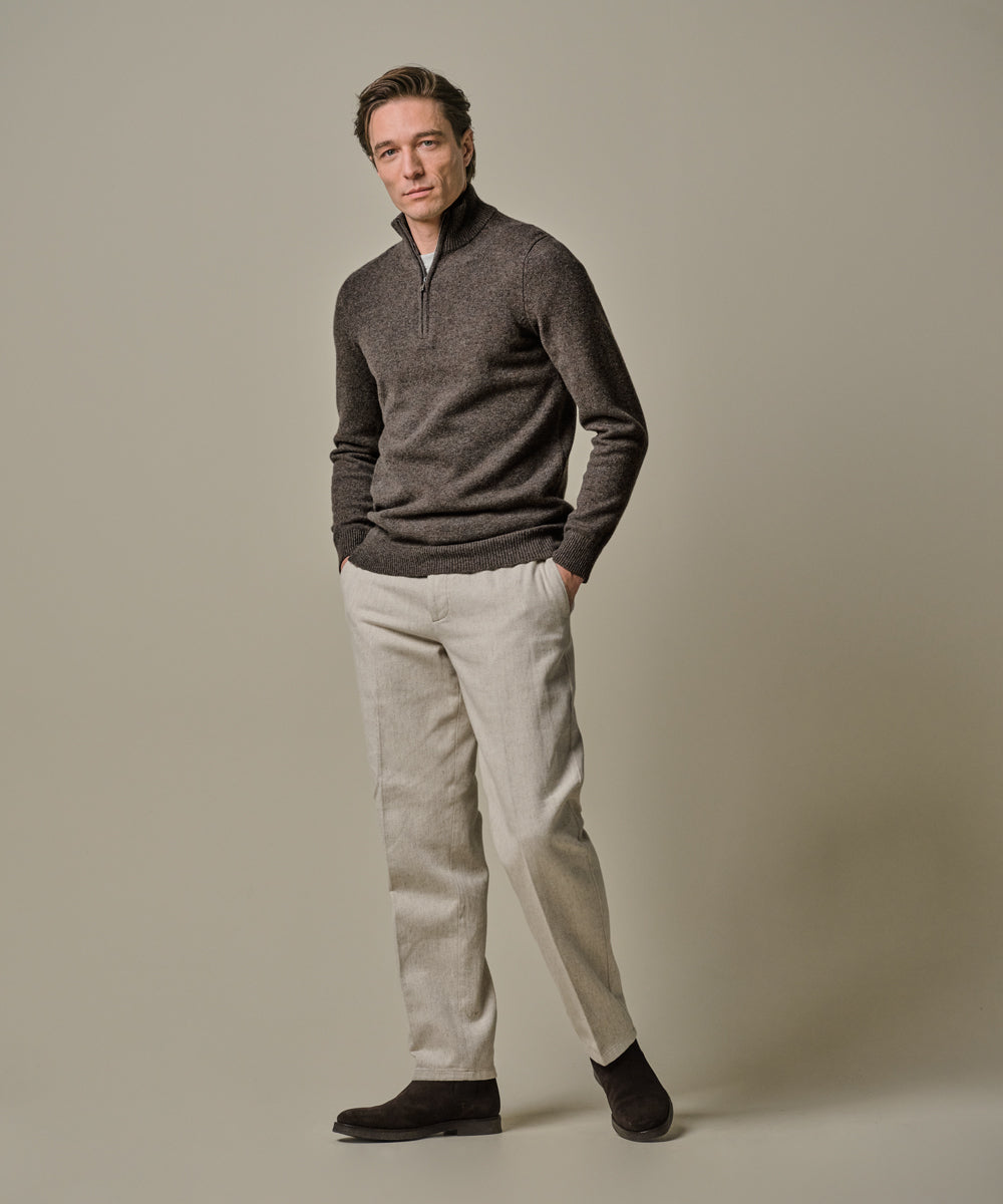 PROFUOMO PULLOVER HALF ZIP BROWN (PPWJ30029B)