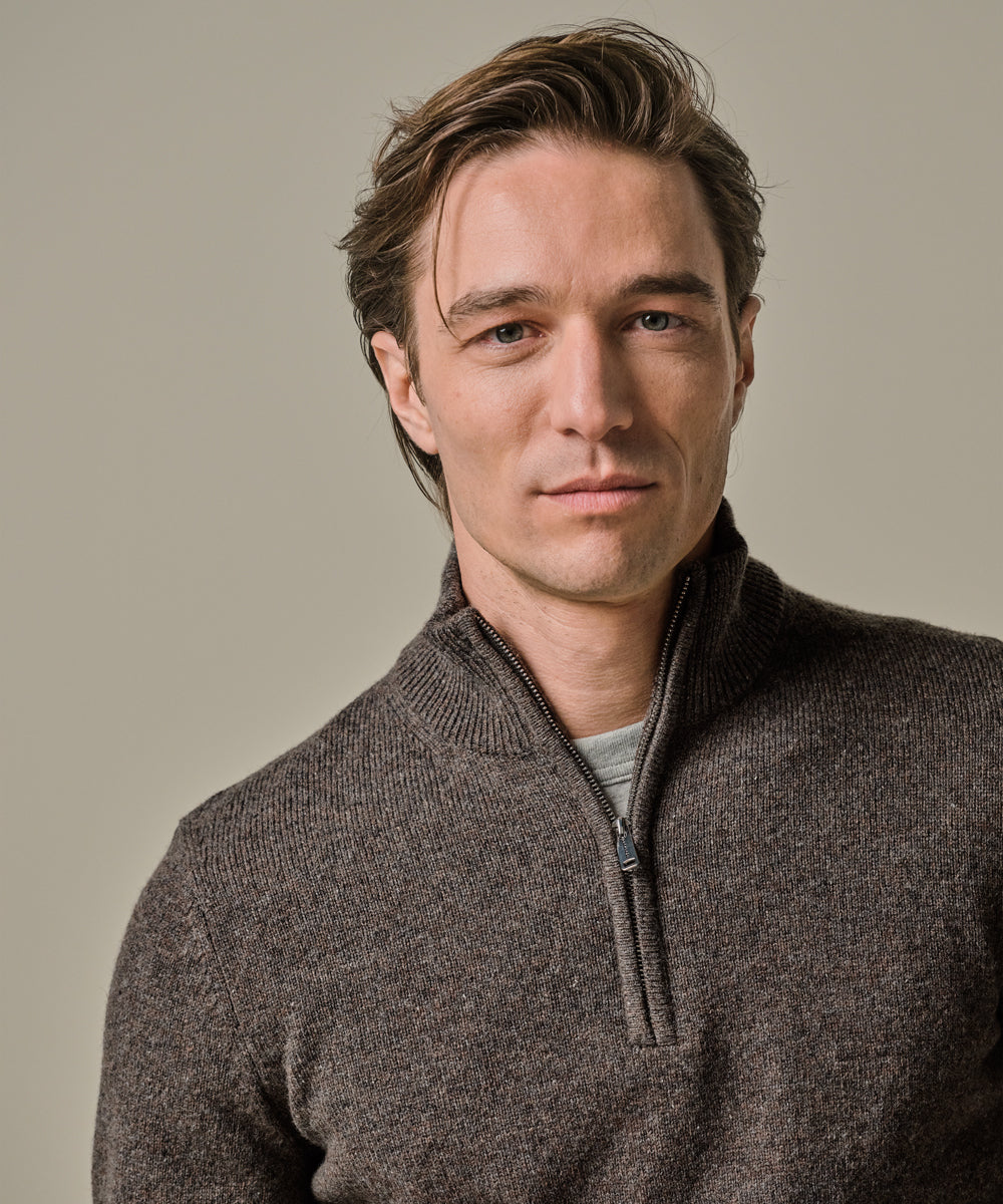 PROFUOMO PULLOVER HALF ZIP BROWN (PPWJ30029B)