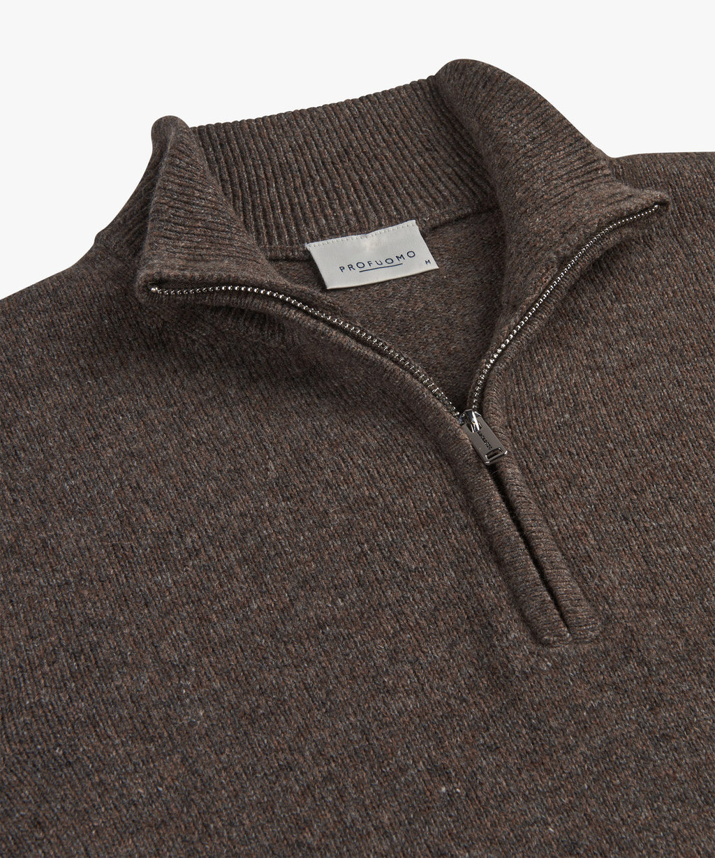 PROFUOMO PULLOVER HALF ZIP BROWN (PPWJ30029B)