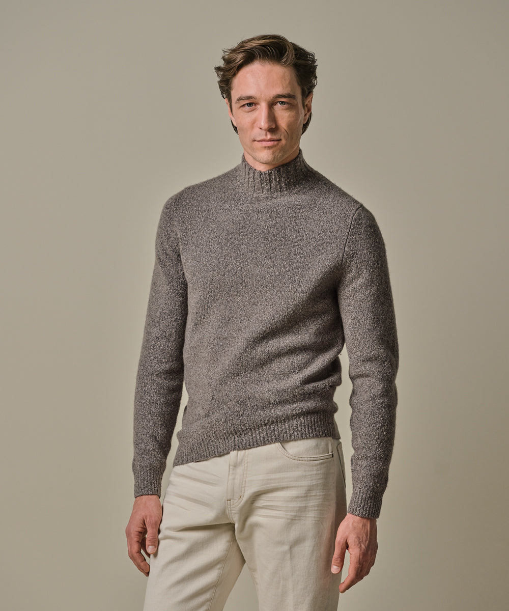 PROFUOMO PULLOVER MOCK NECK L BROWN (PPWJ30038B)