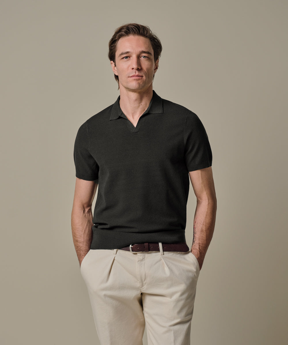 POLO OPEN COLLAR SS D BROWN