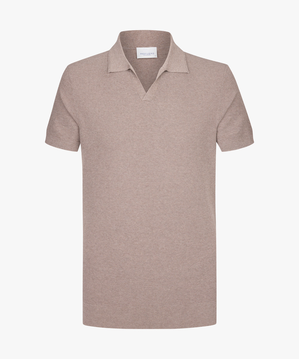 POLO OPEN COLLAR SS M BROWN
