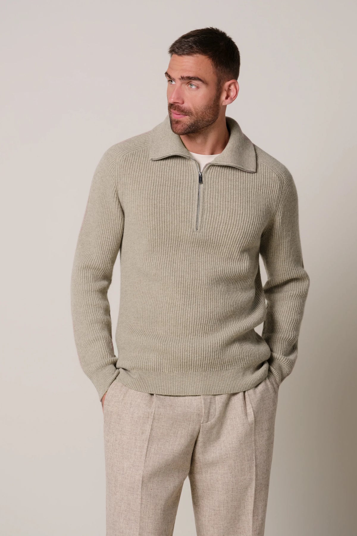 PULLOVER HALF ZIP BEIGE