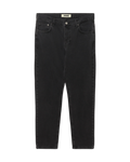 Woodbird WBDoc Crow Jeans zwart, vooraanzicht van de tapered fit denim met subtiele vervaging en ritssluiting.