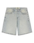 Woodbird WBLeroy Dawn Shorts Light Blue, vooraanzicht van de denim shorts met knoopsluiting en klassieke zakken.