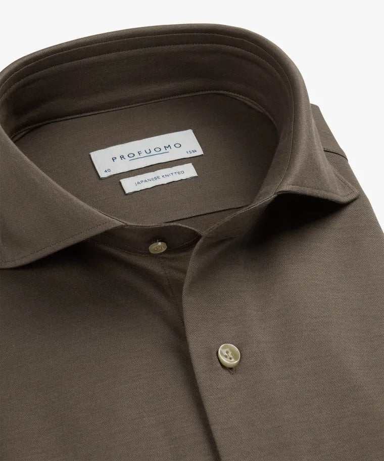 PROFUOMO SHIRT X-CUTAWAY SF L.BROWN  (PPWH30026B)