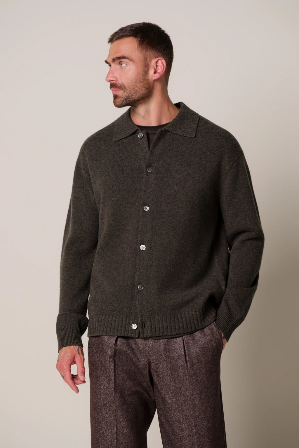 CARDIGAN FULL BUTTON D BROWN
