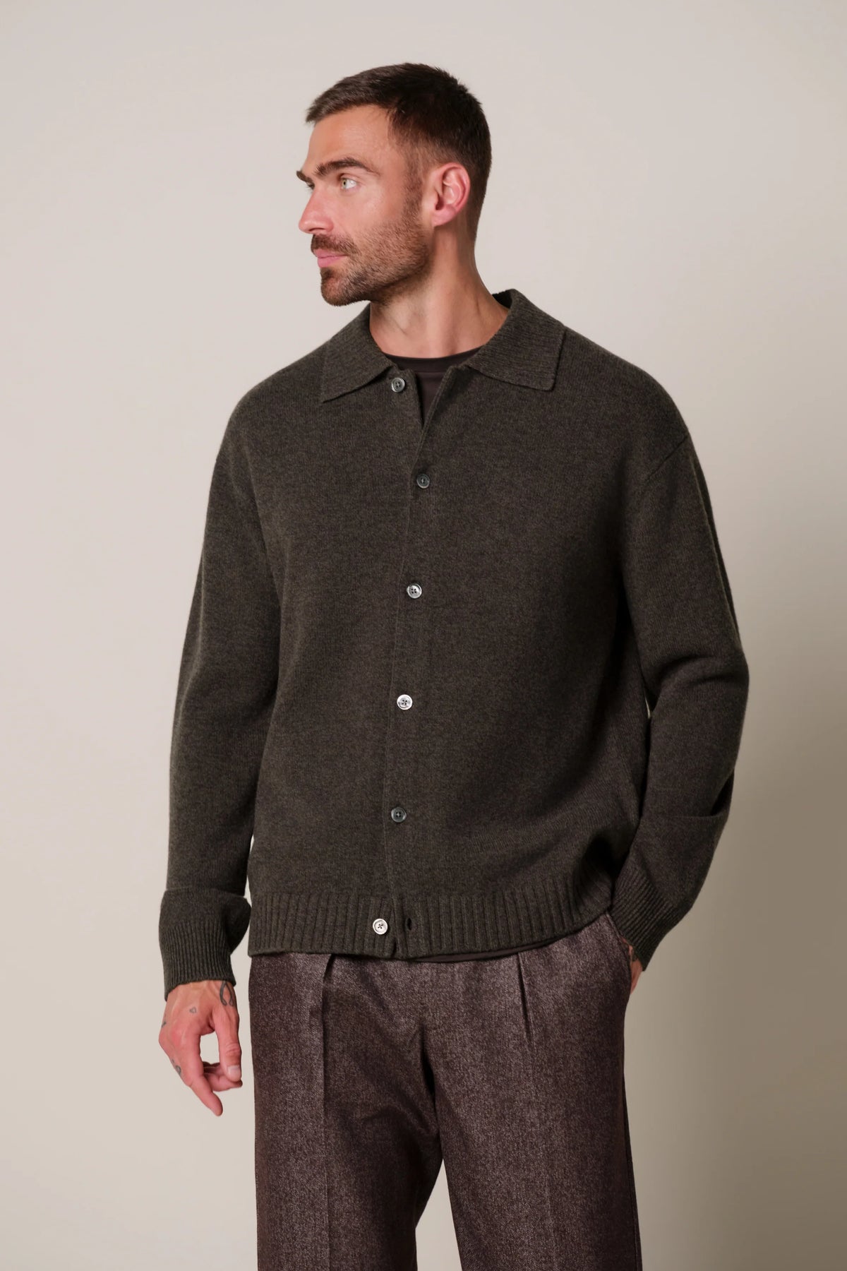 CARDIGAN FULL BUTTON D BROWN