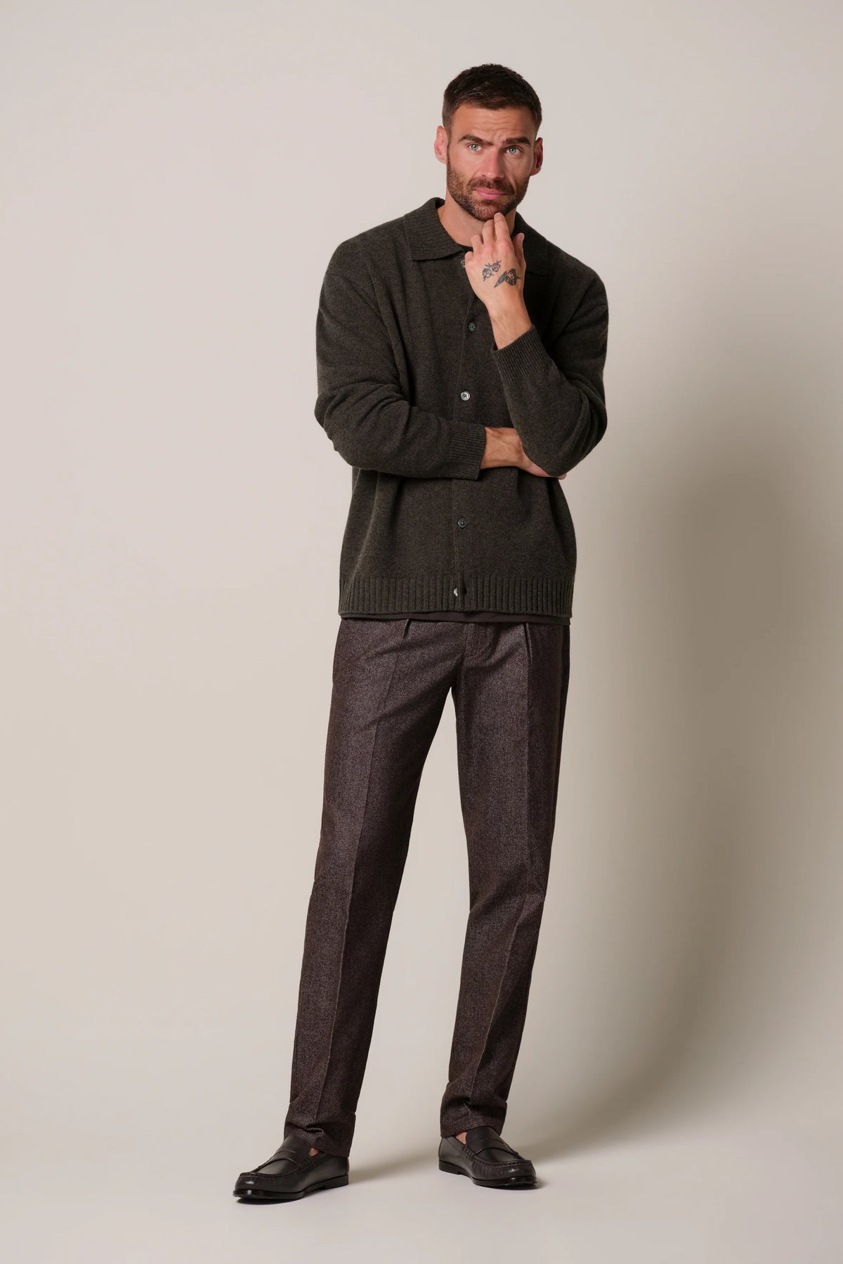 CARDIGAN FULL BUTTON D BROWN