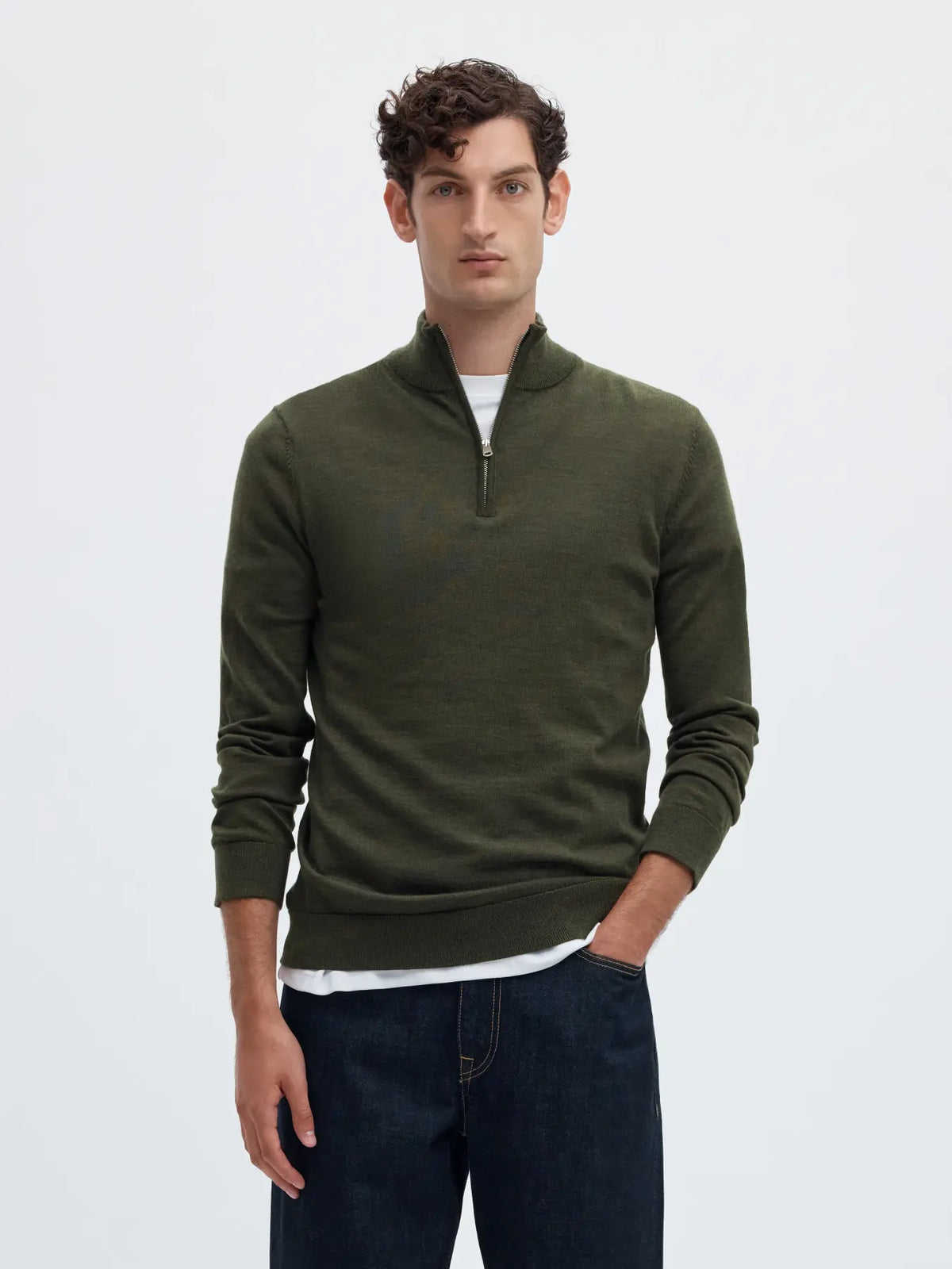 Half zip knit merino