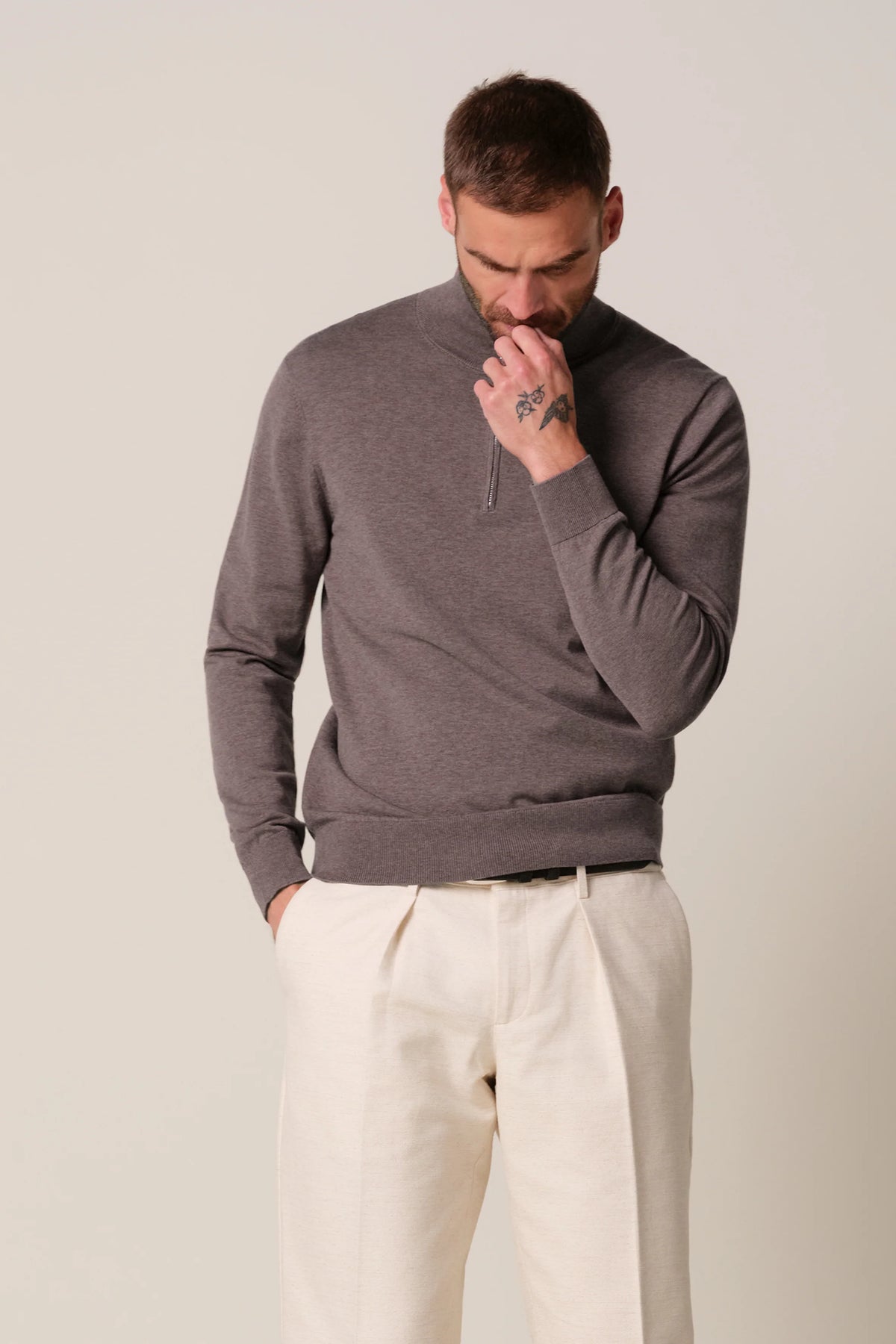 PULLOVER HALF ZIP AUBERGINE