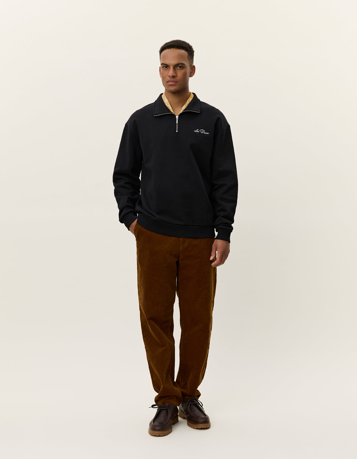 Les Deux Crew Half-Zip Sweatshirt (Black)