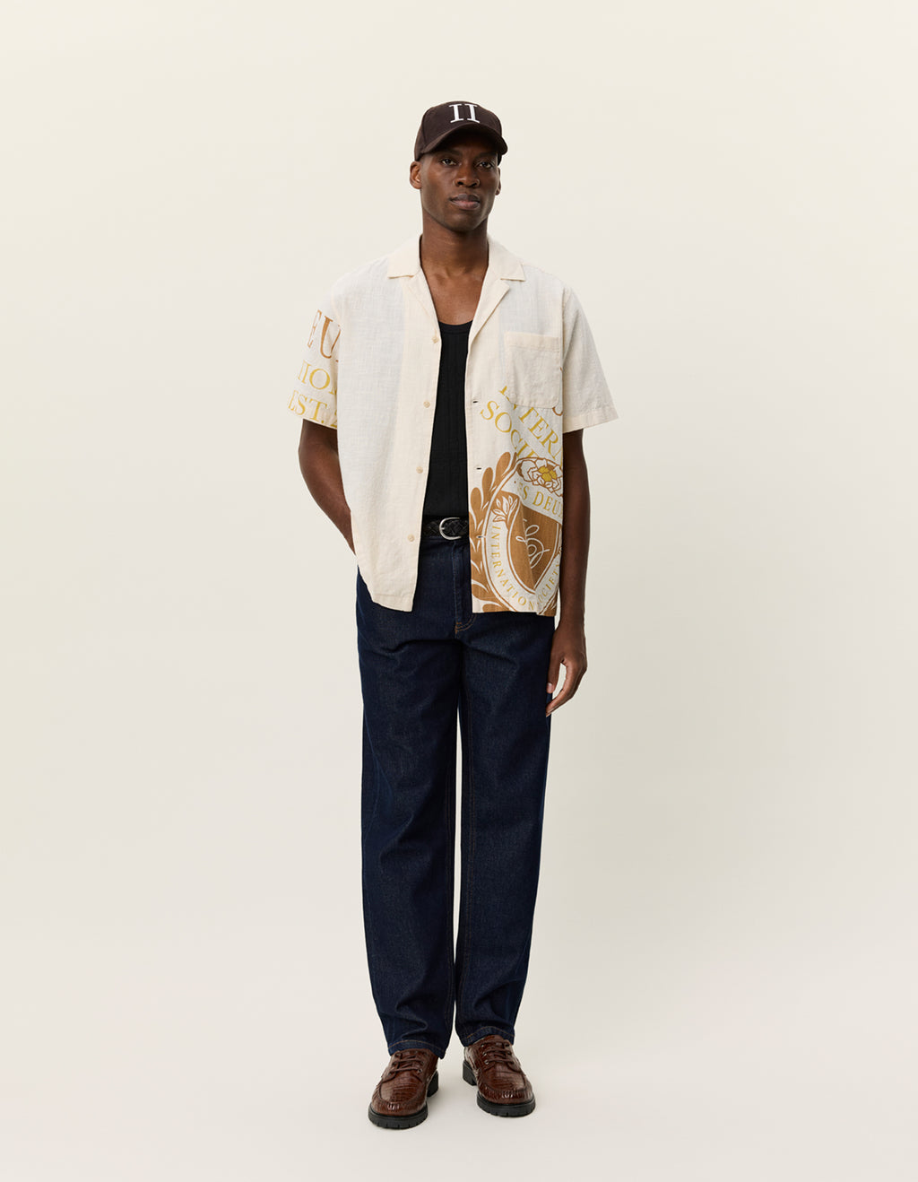 Les Deux / Lesley emblem SS shirt / Eggnog white