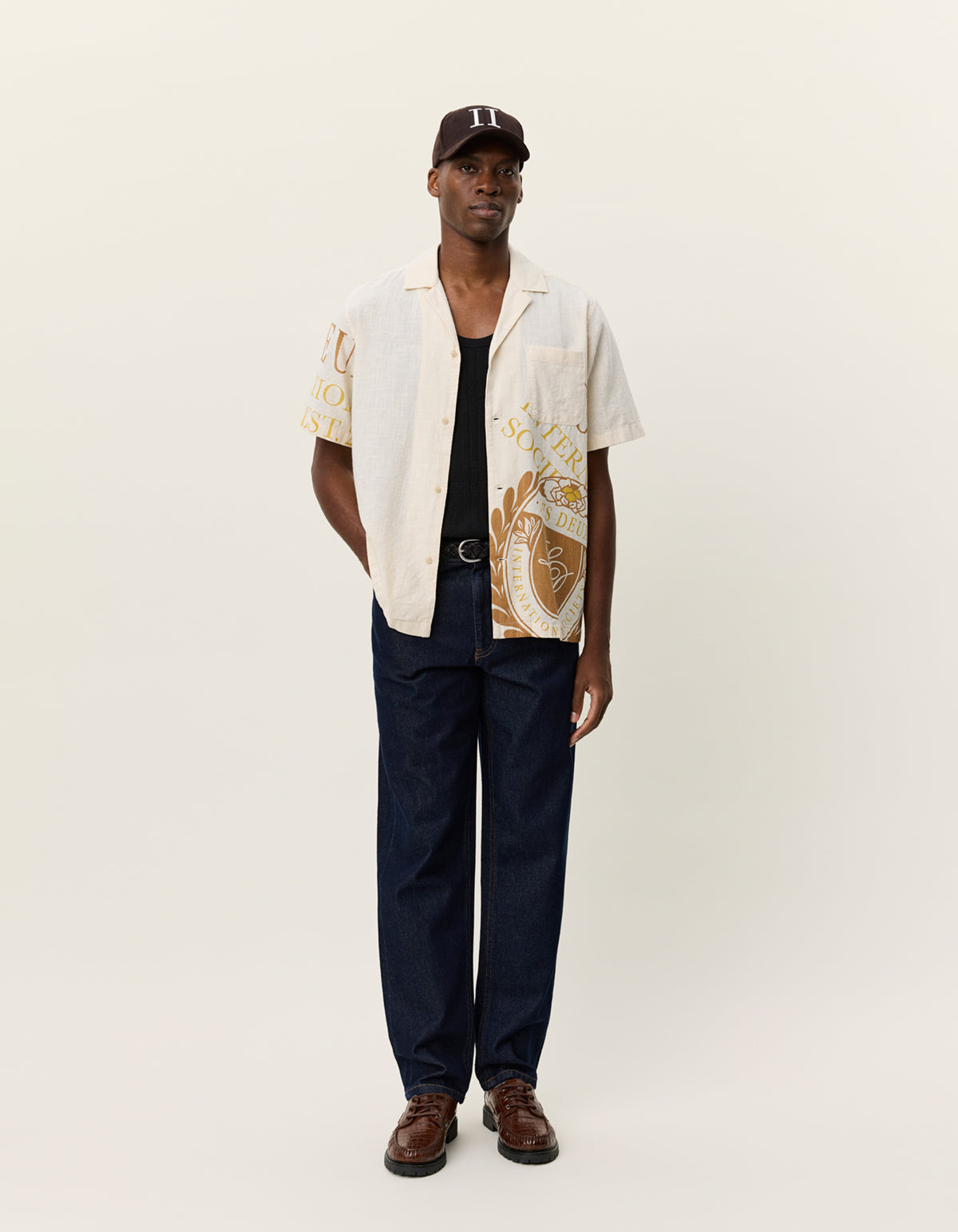 Les Deux / Lesley emblem SS shirt / Eggnog white